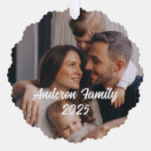 パーソナライズされたクリスマスカスタム家族フォト文字 オーナメントカード (正面)