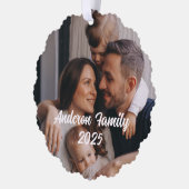 パーソナライズされたクリスマスカスタム家族フォト文字 オーナメントカード (左)