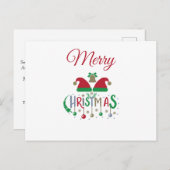 パーソナライズされたクリスマスカードサンタハッツオーナメント シーズンポストカード (正面/裏面)
