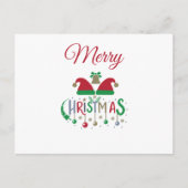 パーソナライズされたクリスマスカードサンタハッツオーナメント シーズンポストカード (正面)