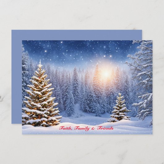 パーソナライズされたクリスマスカードススノーウィーインターランド (正面/裏面)