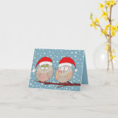 パーソナライズされたクリスマスカード – 口笛フクロウ カード (黄色い花)