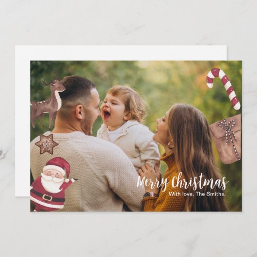 パーソナライズされたクリスマスカード 招待状 (正面/裏面)