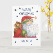 パーソナライズされたクリスマスカード – Santa カード (黄色い花)