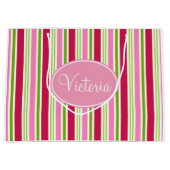 パーソナライズされたクリスマスキャンディストライプ抱き枕 ラージペーパーバッグ (正面)