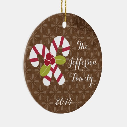 パーソナライズされたクリスマスキャンディーケーンファミリーオーナメント セラミックオーナメント (右)