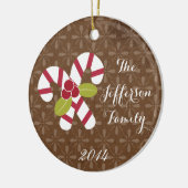 パーソナライズされたクリスマスキャンディーケーンファミリーオーナメント セラミックオーナメント (左)