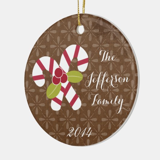 パーソナライズされたクリスマスキャンディーケーンファミリーオーナメント セラミックオーナメント (左)