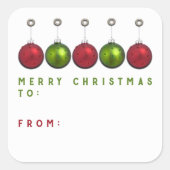 パーソナライズされたクリスマスギフトタグ スクエアシール (正面)