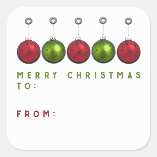 パーソナライズされたクリスマスギフトタグ スクエアシール (正面)