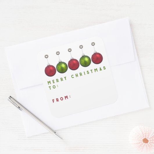 パーソナライズされたクリスマスギフトタグ スクエアシール (封筒)