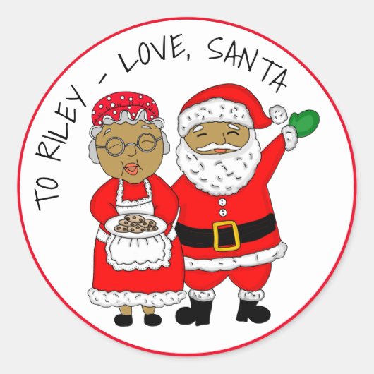 パーソナライズされたクリスマスギフトタグ ラウンドシール (正面)