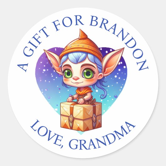 パーソナライズされたクリスマスギフトタグ ラウンドシール (正面)