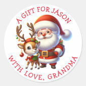 パーソナライズされたクリスマスギフトタグ ラウンドシール (正面)