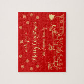 パーソナライズされたクリスマスギフト家族ゲーム赤金ゴールド ジグソーパズル (縦)