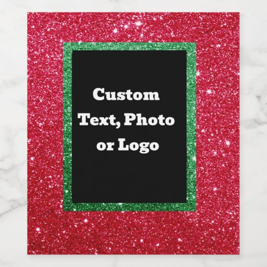 パーソナライズされたクリスマスグリッターワインラベル – カスタム ワインラベル (シングルラベル)