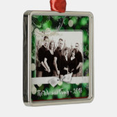 パーソナライズされたクリスマスグリーン《写真》ぼけ味フォトオーナメント メタルオーナメント (右)