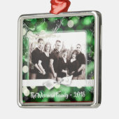 パーソナライズされたクリスマスグリーン《写真》ぼけ味フォトオーナメント メタルオーナメント (左)