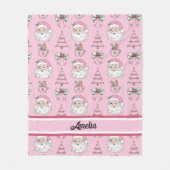 パーソナライズされたクリスマスコケットボウサンタブランケット フリースブランケット (正面)