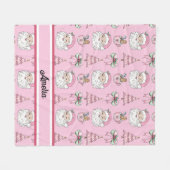 パーソナライズされたクリスマスコケットボウサンタブランケット フリースブランケット (正面(横))