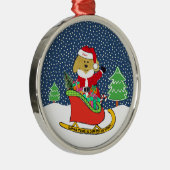 パーソナライズされたクリスマスゴールデンドゥードルサンタレー メタルオーナメント (右)