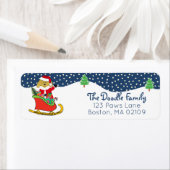 パーソナライズされたクリスマスゴールデンドゥードルサンタレー ラベル (インサイチュ)