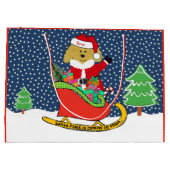 パーソナライズされたクリスマスゴールデンドゥードルサンタレー ラージペーパーバッグ (裏面)