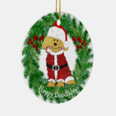 パーソナライズされたクリスマスゴールデンドルサンタクロース セラミックオーナメント (右)