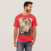 パーソナライズされたクリスマスサンタの帽子の写真Tシャツ Tシャツ (正面フル)