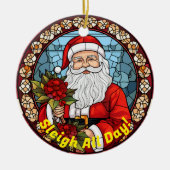 パーソナライズされたクリスマスジングルそりサンタ セラミックオーナメント (正面)