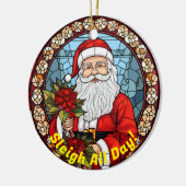 パーソナライズされたクリスマスジングルそりサンタ セラミックオーナメント (左)