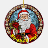 パーソナライズされたクリスマスジングルそりサンタ セラミックオーナメント (裏面)
