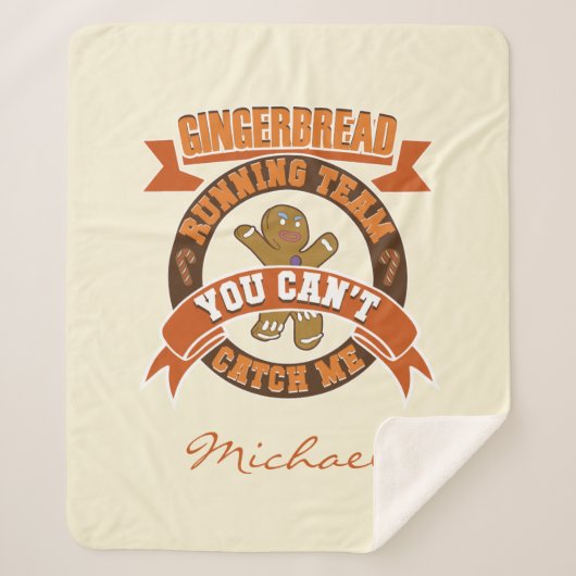 パーソナライズされたクリスマスジンジャーパランニングンのチーム シェルパブランケット (正面)