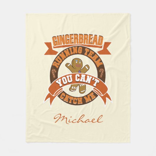 パーソナライズされたクリスマスジンジャーパランニングンのチーム フリースブランケット (正面)