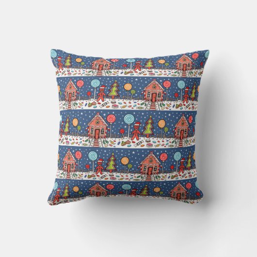 パーソナライズされたクリスマスジンジャーブレッドハウススロー クッション (裏面)