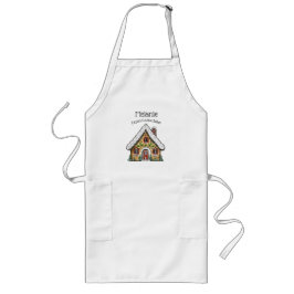 パーソナライズされたクリスマスジンジャーブレッドハウス ロングエプロン