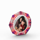 パーソナライズされたクリスマススターおもしろいすてき赤紫 フォトブロック (左)