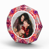 パーソナライズされたクリスマススターおもしろいすてき赤紫 フォトブロック (右)