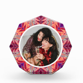 パーソナライズされたクリスマススターおもしろいすてき赤紫 フォトブロック