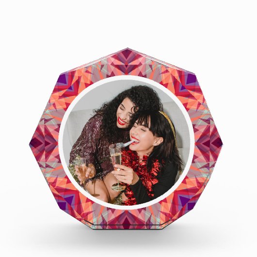 パーソナライズされたクリスマススターおもしろいすてき赤紫 フォトブロック (正面)