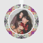パーソナライズされたクリスマススターおもしろいグレーパープル写真 オーナメント (裏面)