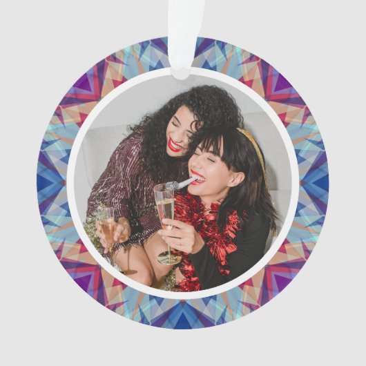 パーソナライズされたクリスマススターおもしろいブルーパープルフォト オーナメント (正面)