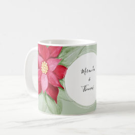 パーソナライズされたクリスマススターポインセチア水彩 コーヒーマグカップ