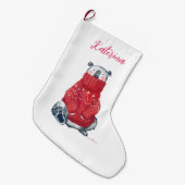 パーソナライズされたクリスマスストッキングとポーラーベア ラージクリスマスストッキング (正面 (吊り時))