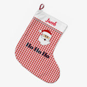 パーソナライズされたクリスマスストッキング – サンタホホホホ ラージクリスマスストッキング (正面 (吊り時))