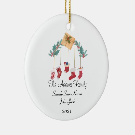 パーソナライズされたクリスマスストッキング セラミックオーナメント (右)