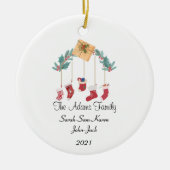 パーソナライズされたクリスマスストッキング セラミックオーナメント (正面)