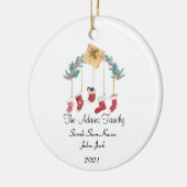 パーソナライズされたクリスマスストッキング セラミックオーナメント (左)