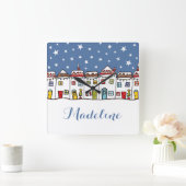 パーソナライズされたクリスマススノーシーンウォールクロック スクエア壁時計 (ホーム)