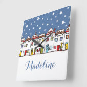 パーソナライズされたクリスマススノーシーンウォールクロック スクエア壁時計 (傾斜)